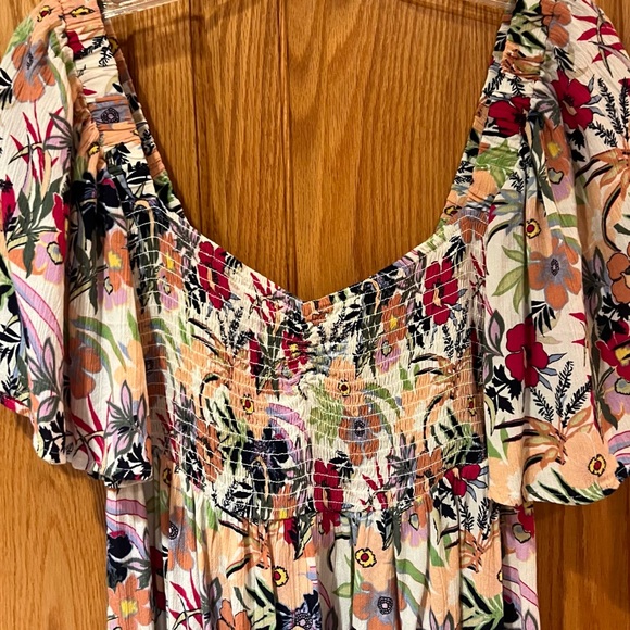 ROXY‎ Golden Dawn Smocked A-Line Mini Dress in Ash Rose Wallflower Size Large - Picture 13 of 16